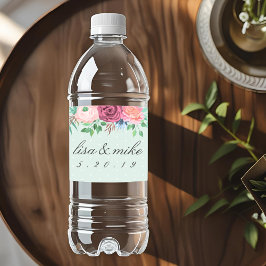 Rótulo De Garrafa De Vinho Casamento Floral Rústico Verde