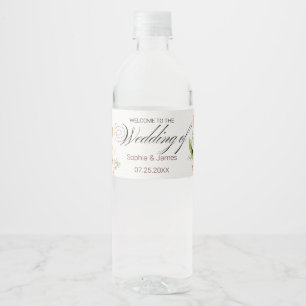 Rótulo De Garrafa De Vinho Casamento Geométrico Floral Bege Dourado