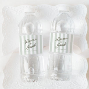 Rótulo De Garrafa De Vinho Casamento Listras Verdes Minimalista Minimal Moder
