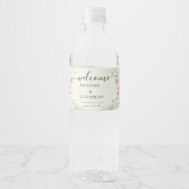 Rótulo De Garrafa De Vinho Casamento Minimalista Elegante de Flores Silvestre