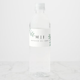 Rótulo De Garrafa De Vinho Casamento Minimalista Eucalyptus Greenery