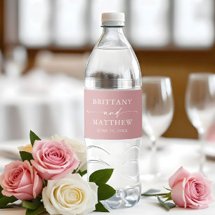 Rótulo De Garrafa De Vinho Casamento Minimalista Moderno Caligrafia Rosa Empo