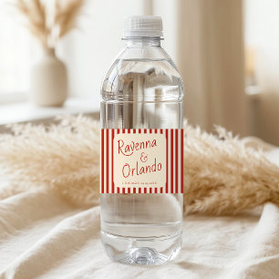 Rótulo De Garrafa De Vinho Casamento Minimalista Retro com Listras de Marfim