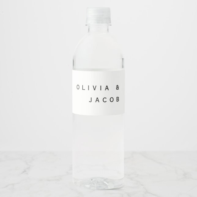 Rótulo De Garrafa De Vinho Casamento Moderno Minimalista (Frente)