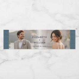Rótulo De Garrafa De Vinho Casamento personalizado com bolinhas douradas e az