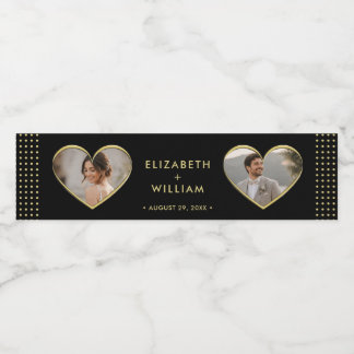 Rótulo De Garrafa De Vinho Casamento personalizado com bolinhas douradas e pr