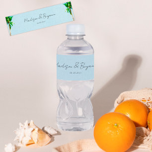 Rótulo De Garrafa De Vinho Casamento Personalizado das Palmeiras de Retro Bea