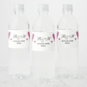 Rótulo De Garrafa De Vinho Casamento personalizado de balões de coração verme