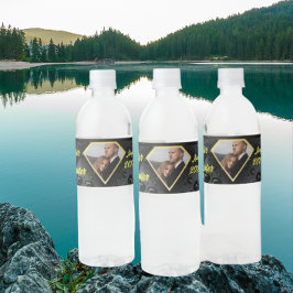 Rótulo De Garrafa De Vinho Casamento Personalizado de Diamante de Ouro Elegan