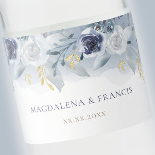 Rótulo De Garrafa De Vinho casamento rosa azul