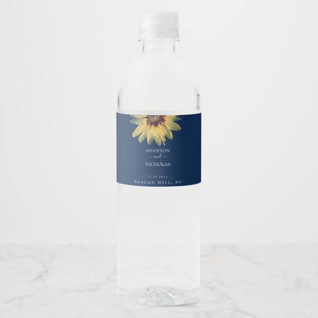 Rótulo De Garrafa De Vinho Casamento Russo de Girassol Personalizado (Frente)