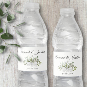 Rótulo De Garrafa De Vinho Casamento Rustic Eucalyptus & Greenery Buquê