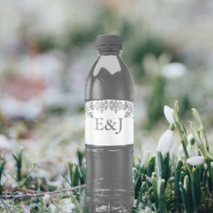Rótulo De Garrafa De Vinho Casamento Silver Winter Snowflake