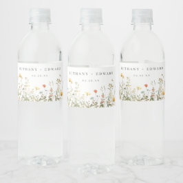 Rótulo De Garrafa De Vinho Casamento Simples com Flores Silvestres