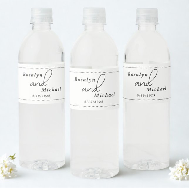 Rótulo De Garrafa De Vinho Casamento Simples e Elegante (Criador carregado)
