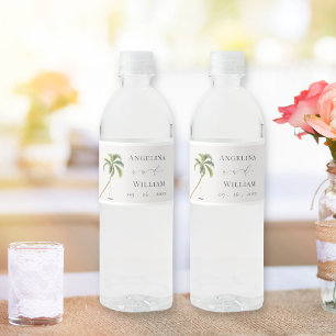 Rótulo De Garrafa De Vinho Casamento Tropical de Palmeiras