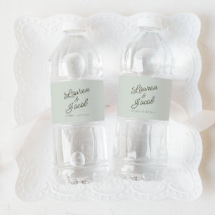 Rótulo De Garrafa De Vinho Casamento Verde Minimalista Minimal Moderno