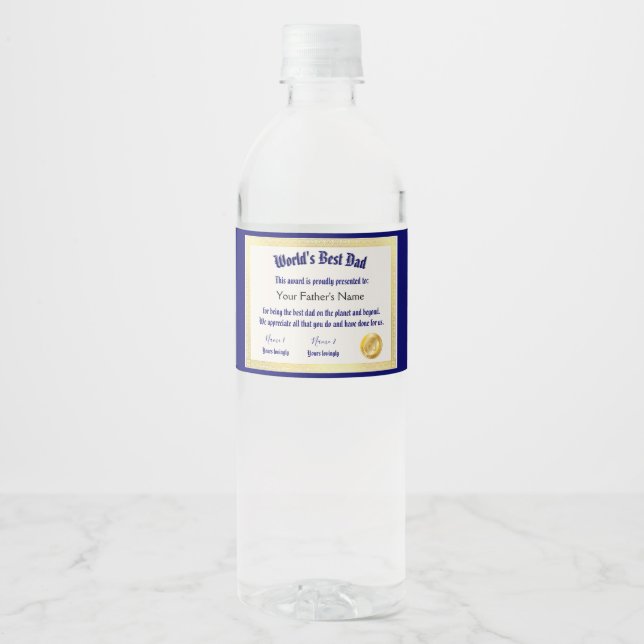 Rótulo De Garrafa De Vinho Certificado de Melhor Pai do Mundo Engraçado Moder (Frente)