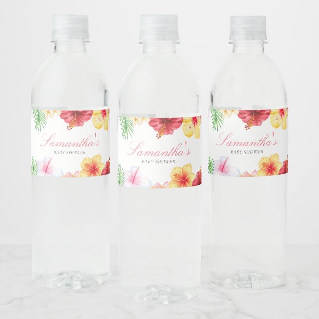 Rótulo De Garrafa De Vinho Chá de Bebê Aloha (Garrafas)