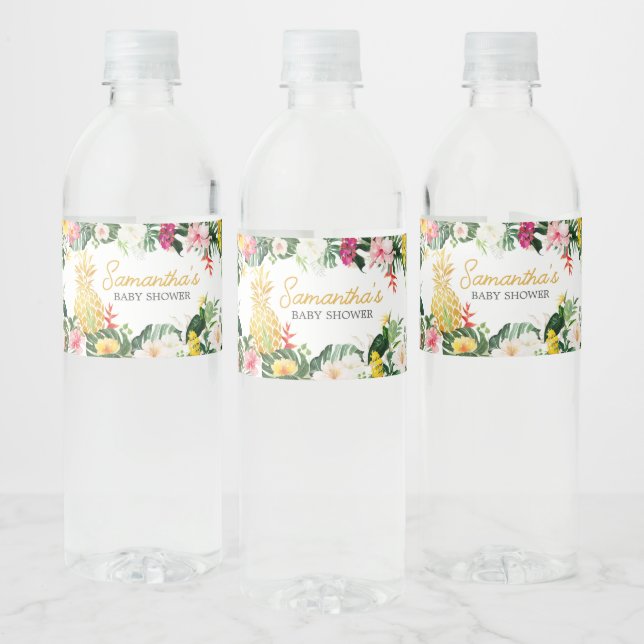 Rótulo De Garrafa De Vinho Chá de Bebê Aloha Baby Abacaxi (Garrafas)