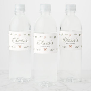 Rótulo De Garrafa De Vinho Chá de Bebê Baby in Bloom Flor Silvestre