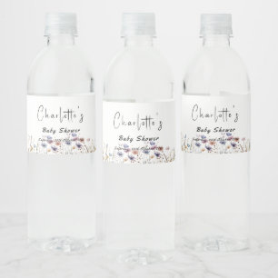 Rótulo De Garrafa De Vinho Chá de Bebê Baby In Bloom Flor Silvestre