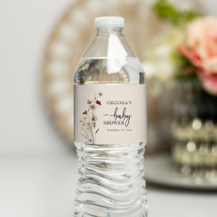 Rótulo De Garrafa De Vinho Chá de Bebê Boho Wildflowers
