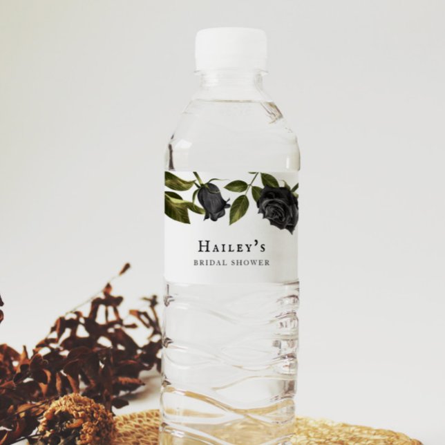 Rótulo De Garrafa De Vinho Chá de Bebê Branco Floral Gótico Nupcial (Criador carregado)