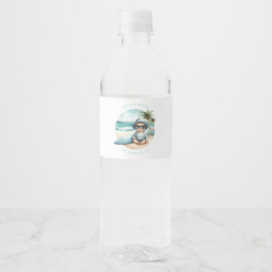 Rótulo De Garrafa De Vinho Chá de Bebê com Tema de Surf "Bebê a Bordo" na Pra
