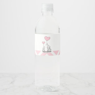 Rótulo De Garrafa De Vinho Chá de Bebê da Menina Elefante Rosa Pastel