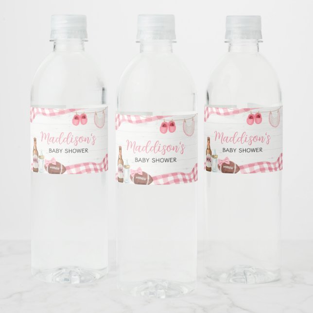 Rótulo De Garrafa De Vinho Chá de Bebê de Futebol Rosa (Garrafas)