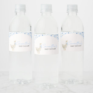 Rótulo De Garrafa De Vinho Chá de Bebê do Pequeno Ganso Azul Bobo