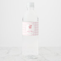 Chá de Bebê do Ursinho de Gingham Rosa Pequeno Cor