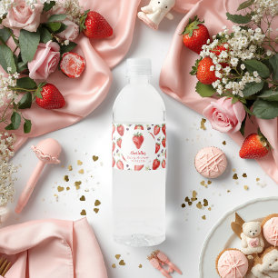 Rótulo De Garrafa De Vinho Chá de Bebê Doce Morango Personalizado 
