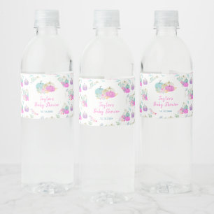 Rótulo De Garrafa De Vinho Chá de Bebê Floral Abóboras Pastel