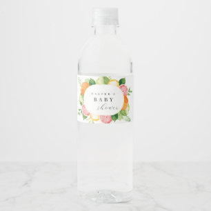 Rótulo De Garrafa De Vinho Chá de Bebê Floral Aquarela Verde Coral