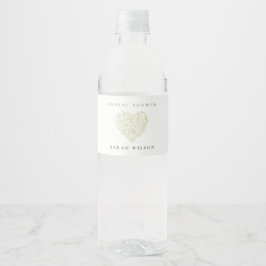 Rótulo De Garrafa De Vinho Chá de Bebê Floral Verde Escuro Mínimo