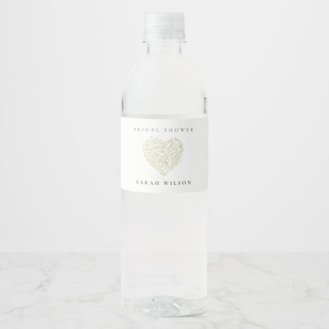 Rótulo De Garrafa De Vinho Chá de Bebê Floral Verde Escuro Mínimo (Frente)