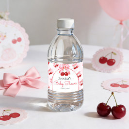 Rótulo De Garrafa De Vinho Chá de Bebê Menina Arco Rosa Cereja