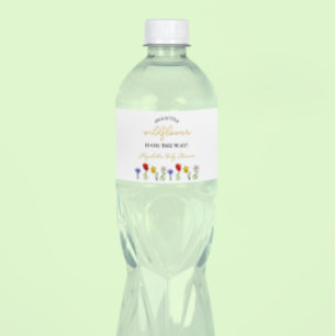 Rótulo De Garrafa De Vinho Chá de Bebê Pequena Flor Silvestre