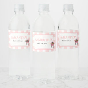 Rótulo De Garrafa De Vinho Chá de Bebê Pink Burger BBQ
