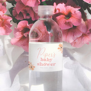 Rótulo De Garrafa De Vinho Chá de Bebê Retro Floral Boho Menina