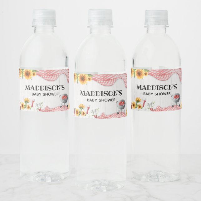 Rótulo De Garrafa De Vinho Chá de Bebê Sunflower Baby Q (Garrafas)