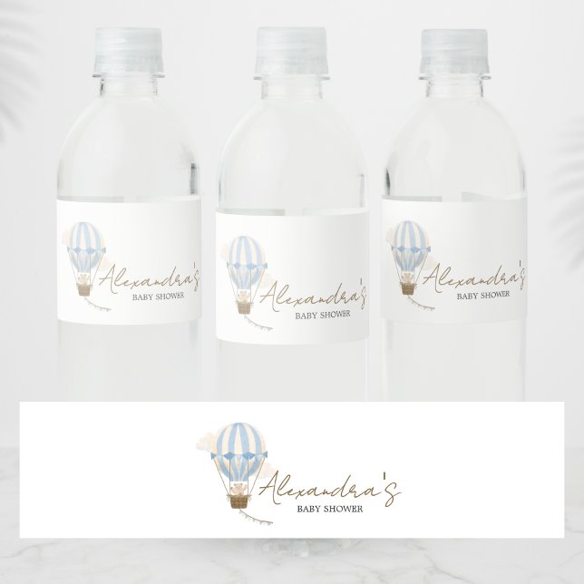 Rótulo De Garrafa De Vinho Chá de Bebê Urso Boho Azul (Oh Baby Bear Baby Shower Bottle Label)