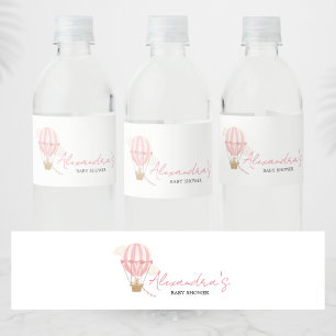 Rótulo De Garrafa De Vinho Chá de Bebê Urso Boho Rosa 