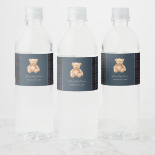 Rótulo De Garrafa De Vinho Chá de Bebê Urso Teddy Clássico Elegante