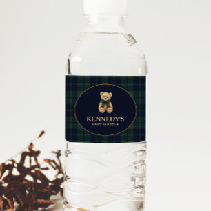 Rótulo De Garrafa De Vinho Chá de Bebê Urso Teddy Polo Elegante