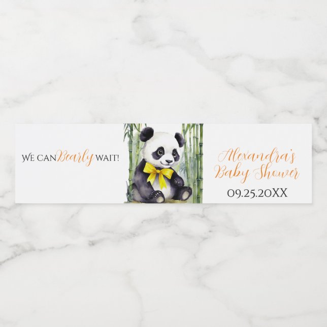 Rótulo De Garrafa De Vinho Chá de fraldas Baby Panda (Rótulo Único)