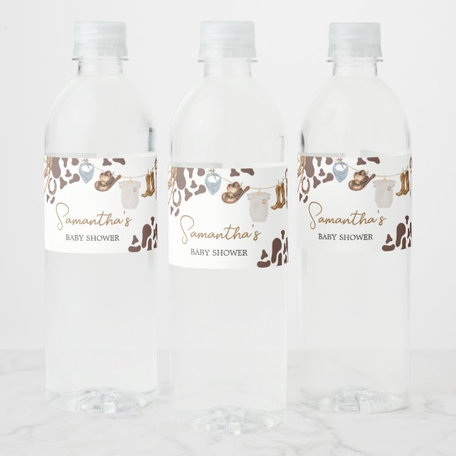 Rótulo De Garrafa De Vinho Chá de fraldas Cowboy (Garrafas)