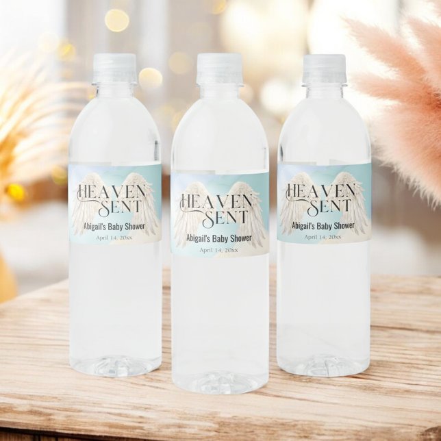 Rótulo De Garrafa De Vinho Chá de fraldas das Asas Anjos de Pastel Enviadas (Criador carregado)